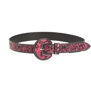 American Bison Women’s Leather Floral Tooled Belt